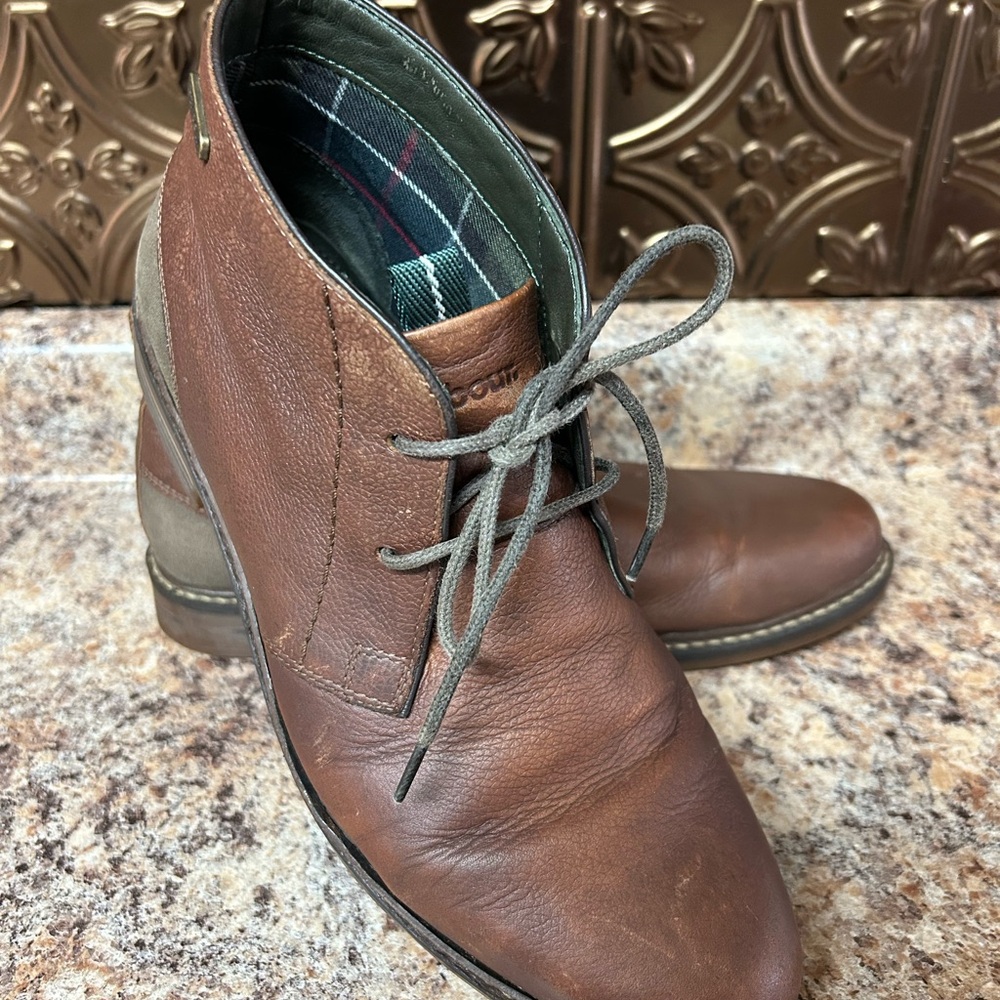Barbour Brown and Gray Chukka Boots with Leather Upper